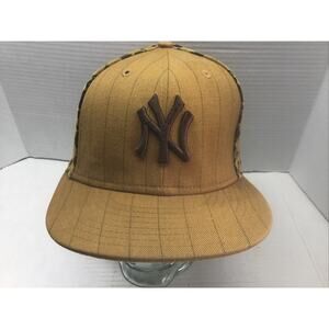 MLB New Era 59Fifty New York Yankees 7 5/8 Velour Diamond Hat Tan Brown